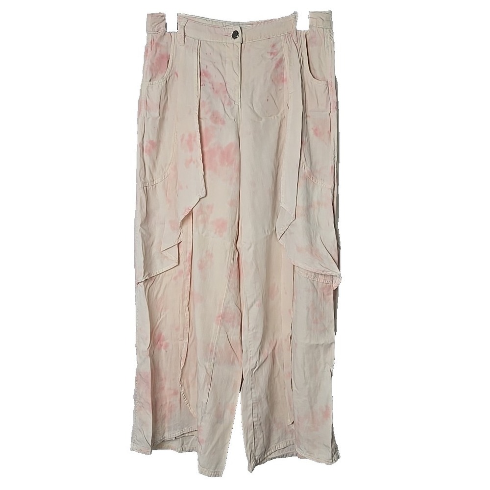 Gemma + Jane Pink & Blush Tie-dyed Lyocell Wide Slit Leg Layered Palazzo Pant 8